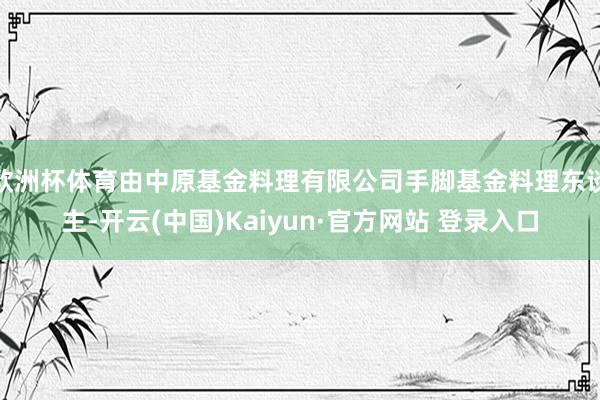 欧洲杯体育由中原基金料理有限公司手脚基金料理东谈主-开云(中国)Kaiyun·官方网站 登录入口