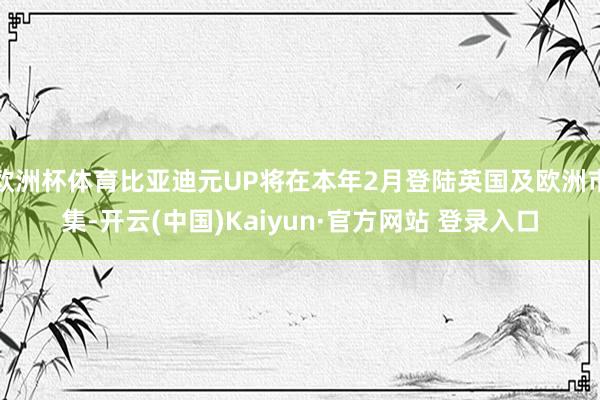 欧洲杯体育比亚迪元UP将在本年2月登陆英国及欧洲市集-开云(中国)Kaiyun·官方网站 登录入口
