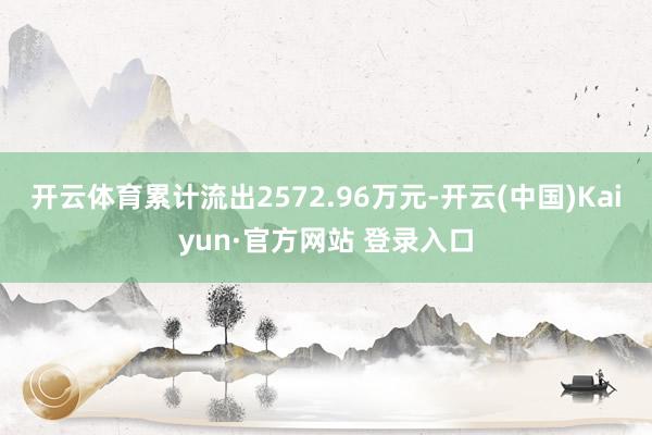 开云体育累计流出2572.96万元-开云(中国)Kaiyun·官方网站 登录入口