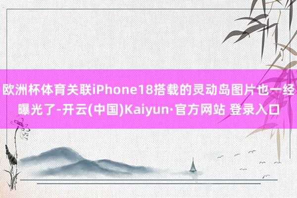 欧洲杯体育关联iPhone18搭载的灵动岛图片也一经曝光了-开云(中国)Kaiyun·官方网站 登录入口