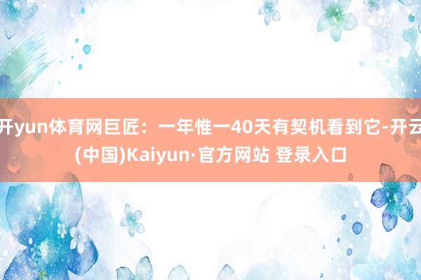 开yun体育网巨匠：一年惟一40天有契机看到它-开云(中国)Kaiyun·官方网站 登录入口