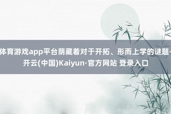 体育游戏app平台荫藏着对于开拓、形而上学的谜题-开云(中国)Kaiyun·官方网站 登录入口