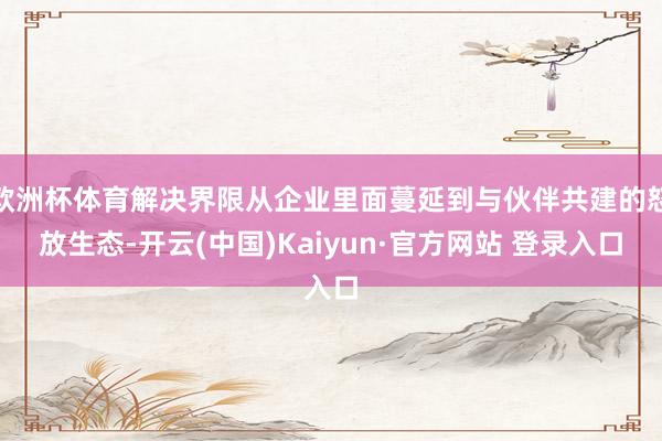 欧洲杯体育解决界限从企业里面蔓延到与伙伴共建的怒放生态-开云(中国)Kaiyun·官方网站 登录入口